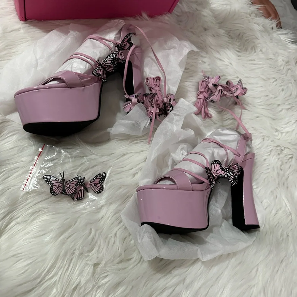 Dolls Kill Sugar Thrillz Pixie Queen Butterfly Platform Heels NWT Size 11